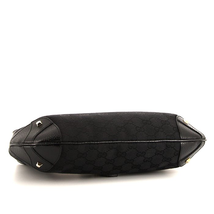 Gucci Jackie handbag in black monogram canvas and black leather - Detail D4