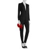 Sac/pochette Dior Lady Dior moyen modèle en cuir matelassé rouge - Detail D1 thumbnail