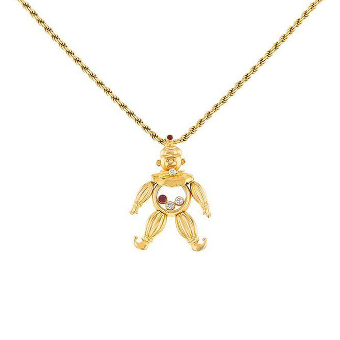 Collar Chopard Happy Diamonds en oro amarillo,  diamantes y rubíes - 00pp