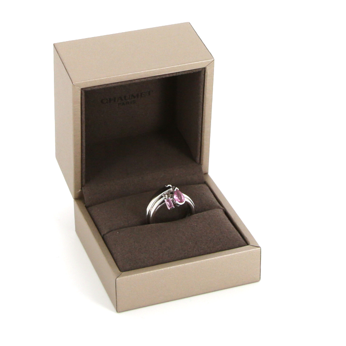 Sortija Chaumet Le Grand Frisson en oro blanco,  turmalinas rosas y diamantes - Detail D2