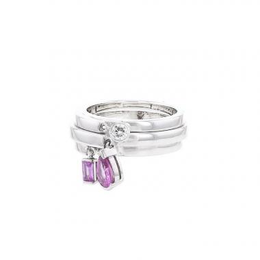 Anello Chaumet Le Grand Frisson in oro bianco,  tormaline rosa e diamanti