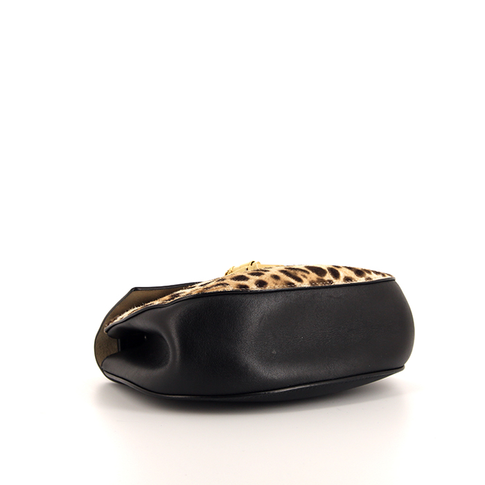 Borsa a tracolla Chloé Drew modello medio in puledro leopardato e pelle nera - Detail D4