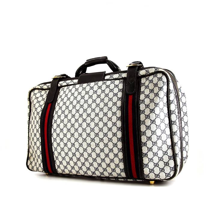 Buy Vintage White & Grey Checkerboard Leather Luggage Set