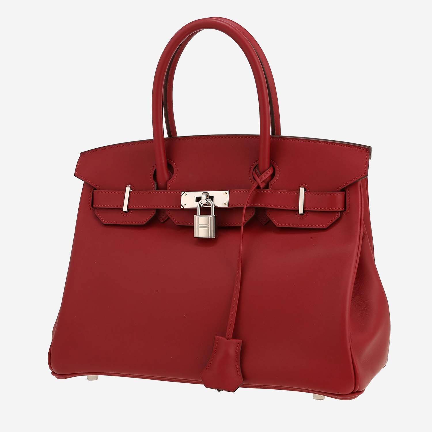 Bolso de mano Hermès  Birkin 30 cm en cuero Jonathan rojo H