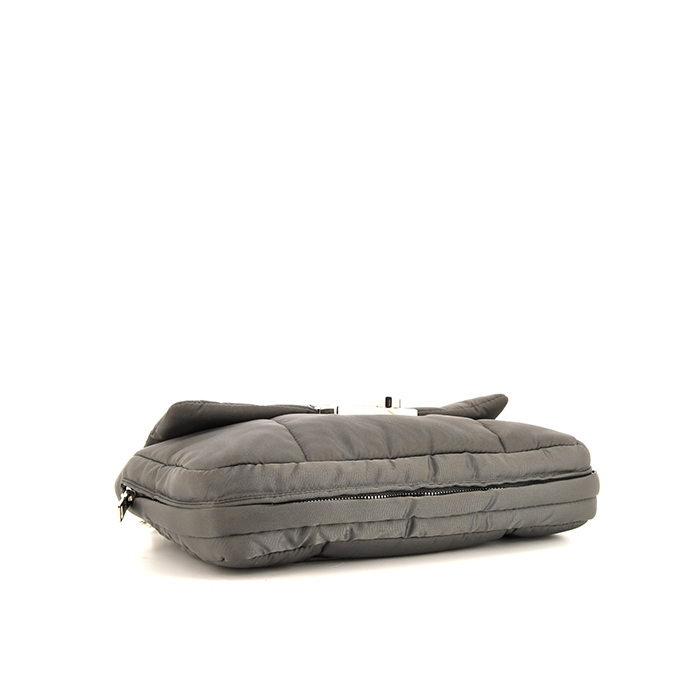 Prada Bomber handbag in grey canvas - Detail D5
