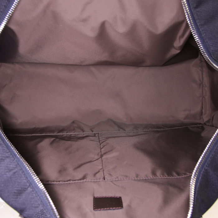 Sac de voyage Louis Vuitton Geant Albatros en tissu siglé noir et cuir glacé marron - Detail D3