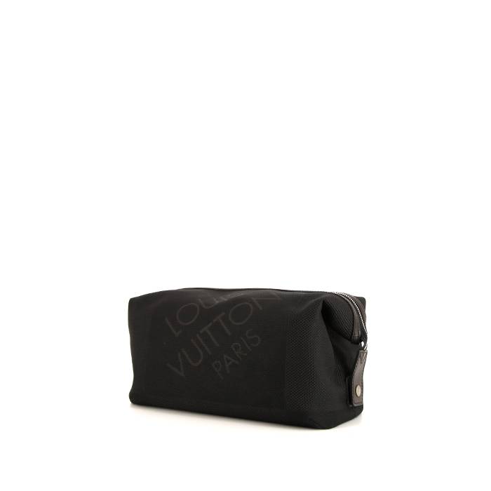 Trousse Louis Vuitton in tela monogram nera e pelle marrone