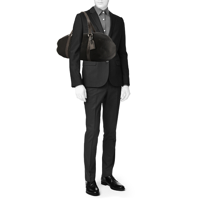 Bolsa de viaje Louis Vuitton Attaquant en lona negra y cuero marrón - Detail D1