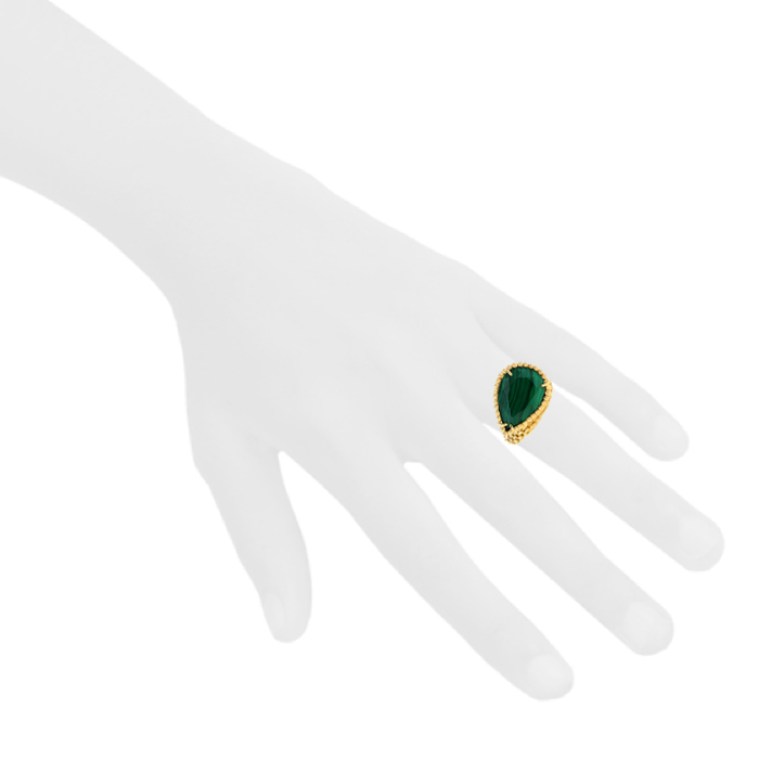 Boucheron Serpent Bohème large model ring in yellow gold and malachite - Detail D1