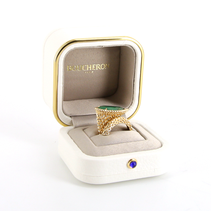 Boucheron Serpent Bohème large model ring in yellow gold and malachite - Detail D2