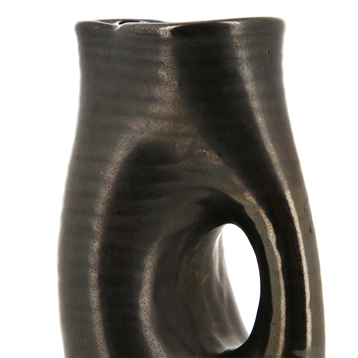 Accolay, vase en céramique émaillée noir, signé, des années 1970 - Detail D1