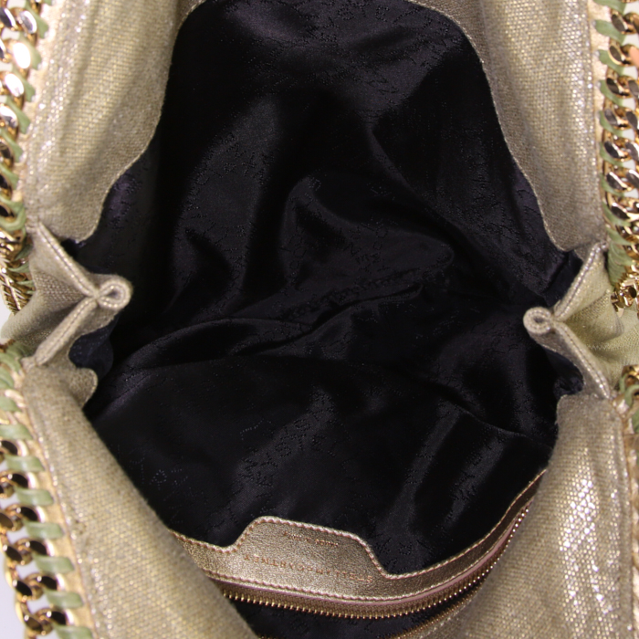 Borsa Stella McCartney Falabella in tela verde e dorata - Detail D3