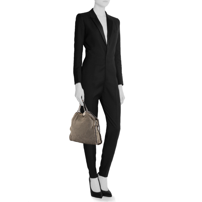 Bolso de mano Stella McCartney Falabella en lona gris - Detail D1