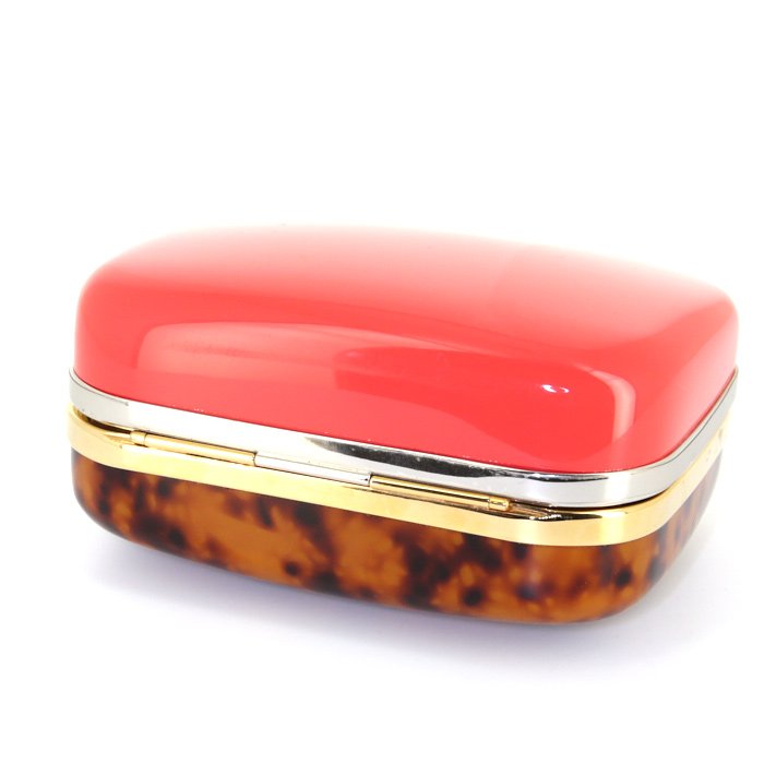 Minaudière Fendi Giano Box en plastique bicolore marron et orange - Detail D5