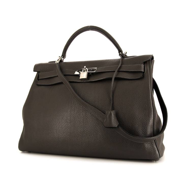 Sac à main Hermes Kelly 40 cm en cuir togo gris anthracite