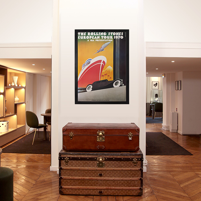 John Pasche, "The Rolling Stones, European tour 1970, a SBA presentation", vintage poster backed on fabric, framed, of 1970 - Detail D2