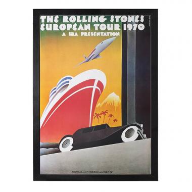 John Pasche, "The Rolling Stones, European tour 1970, a SBA presentation", affiche ancienne, rentoilée, encadrée, de 1970