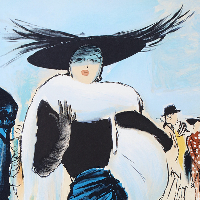 René Gruau, illustration for Pierre Balmain in Femina of May 1946, lithograph, signed and numbered - Detail D1
