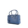 Prada Bauletto small model handbag in blue leather saffiano - 00pp thumbnail