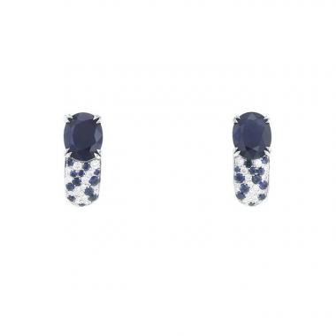 Paire de boucles d'oreilles Mauboussin Nuit D'Amour en or blanc,  diamants et saphirs