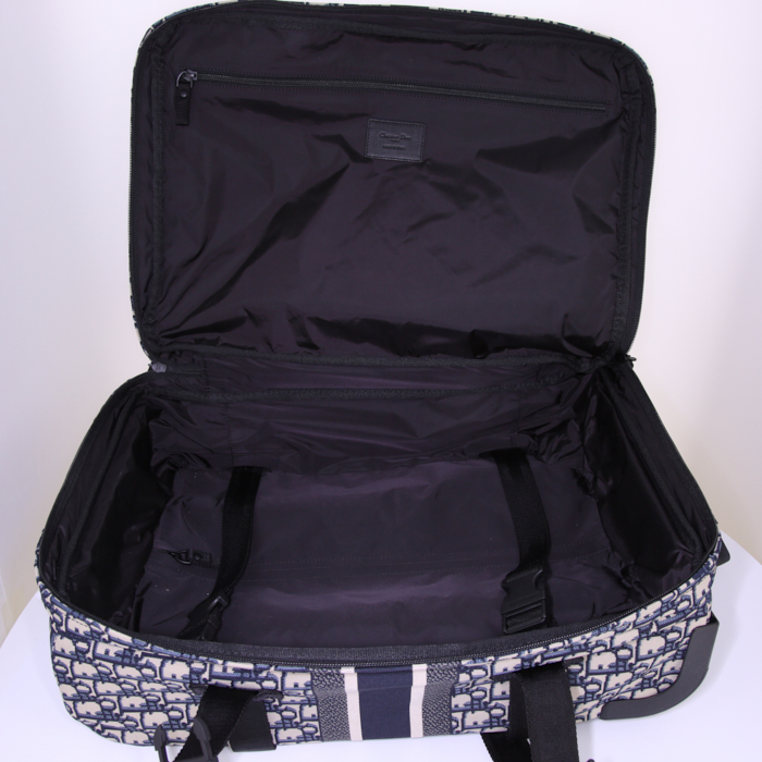 Maleta Dior Trolley modelo pequeño en lona Monogram azul marino y beige - Detail D2