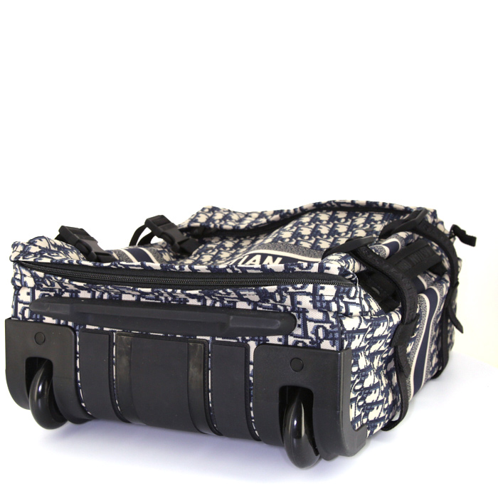 Maleta Dior Trolley modelo pequeño en lona Monogram azul marino y beige - Detail D4