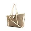 Prada shopping bag in beige canvas and white leather - 00pp thumbnail
