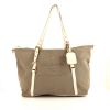 Prada shopping bag in beige canvas and white leather - 360 thumbnail
