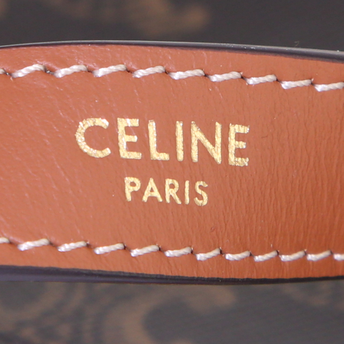 Celine Ava handbag in brown monogram canvas and brown leather - Detail D3