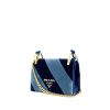 Prada Pattina Sottospalla shoulder bag in blue and dark blue two tones velvet - 00pp thumbnail
