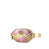 Pochette-cintura Gucci GG Marmont clutch-belt in pelle trapuntata a zigzag rosa e dorata - 00pp thumbnail