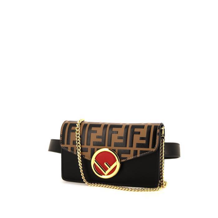 Fendi clutch-belt in black and brown monogram leather and black leather - 00pp