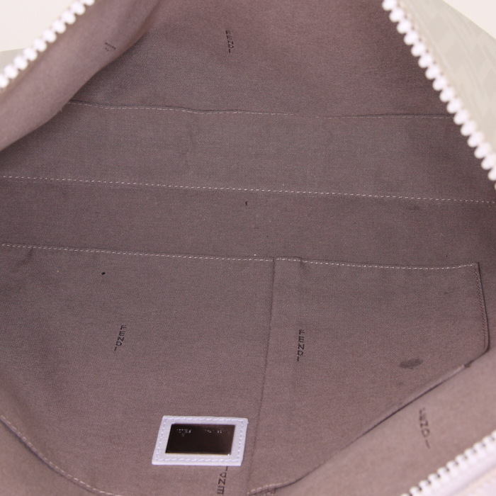 Porte-documents Fendi   en toile monogram blanche et cuir blanc - Detail D3