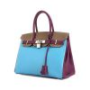 Hermes Birkin 30 cm handbag in Aztec Blue, purple Anemone and etoupe tricolor Mysore leather - 00pp thumbnail