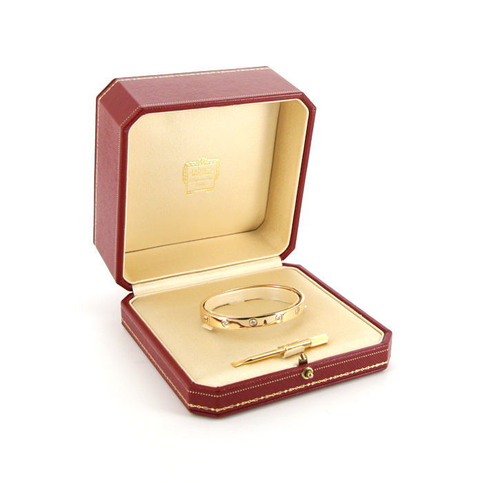 Bracelet Cartier Love 10 diamants en or jaune et diamants - Detail D2