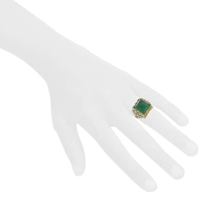 Vintage 1930's ring in silver,  yellow gold and aventurine - Detail D1