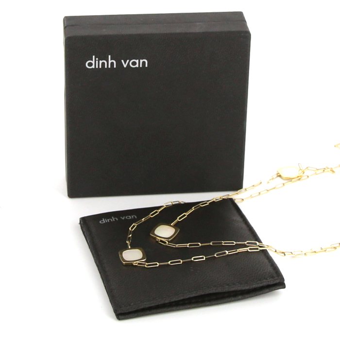 Collana lunga Dinh Van Impressions in oro giallo e madreperla bianca - Detail D2