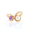 Vintage ring in pink gold,  sapphire and cultured pearl - 360 thumbnail