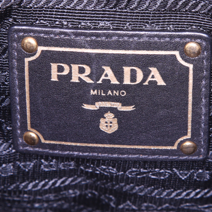 Prada handbag in black canvas and black leather - Detail D3