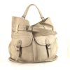 Burberry handbag in beige leather - 360 thumbnail