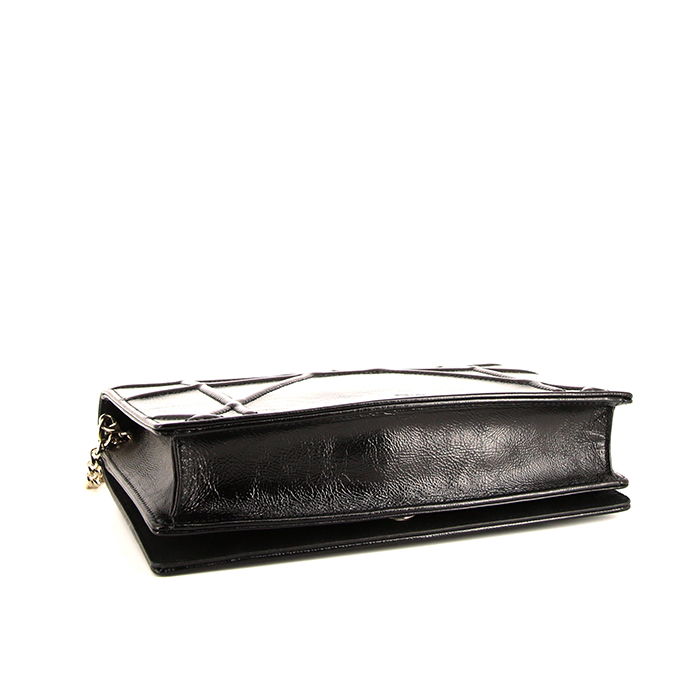 Sac/pochette Dior Diorama Wallet on Chain en cuir verni noir - Detail D4