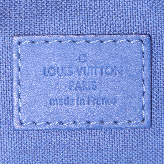 Mochila Louis Vuitton Michael en piel en damero grabada azul - Detail D3