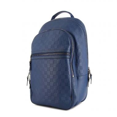 Zaino Louis Vuitton Michael in cuoio con fantasia a scacchi blu