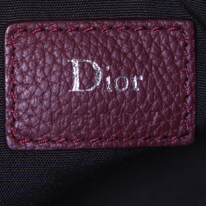 Dior polochon shoulder bag in burgundy grained leather - Detail D3