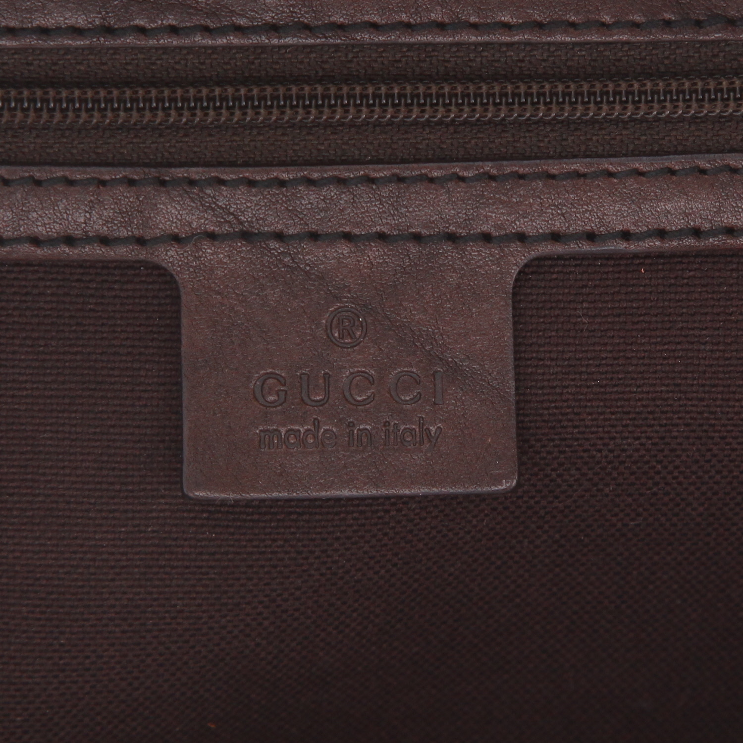 Gucci shopping bag in beige coated canvas and brown leather - Detail D2