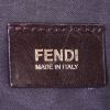 Shopping bag Fendi in tela siglata marrone e pelle blu - Detail D3 thumbnail