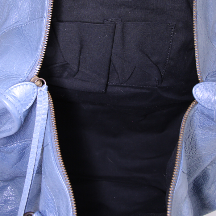 Sac à main Balenciaga Work en cuir bleu - Detail D2