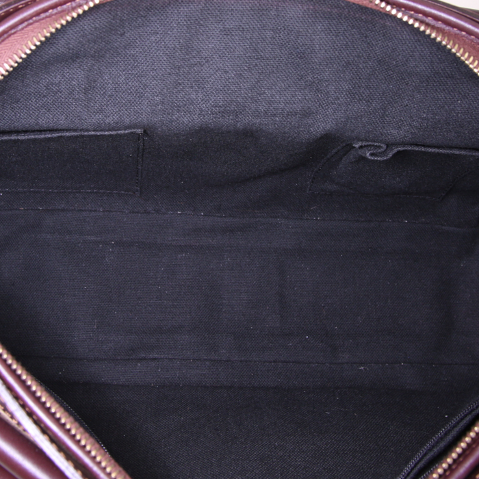 Burberry Vintage handbag in beige Haymarket canvas and brown leather - Detail D2