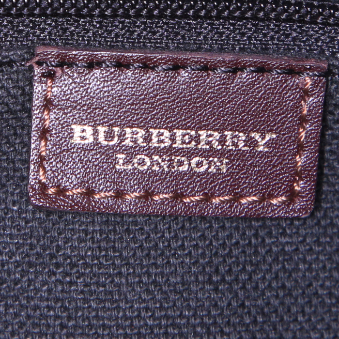 Burberry Vintage handbag in beige Haymarket canvas and brown leather - Detail D3