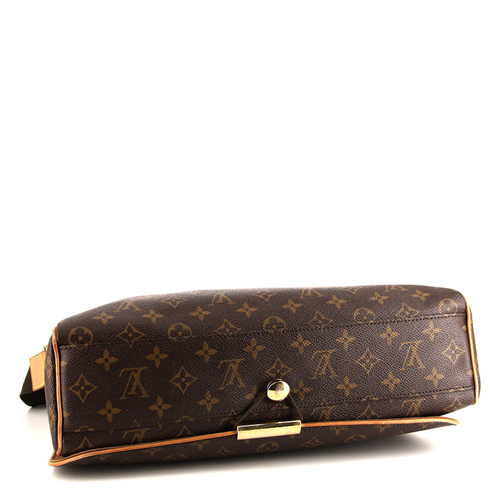 Louis Vuitton Messenger shoulder bag in brown monogram canvas and natural leather - Detail D4